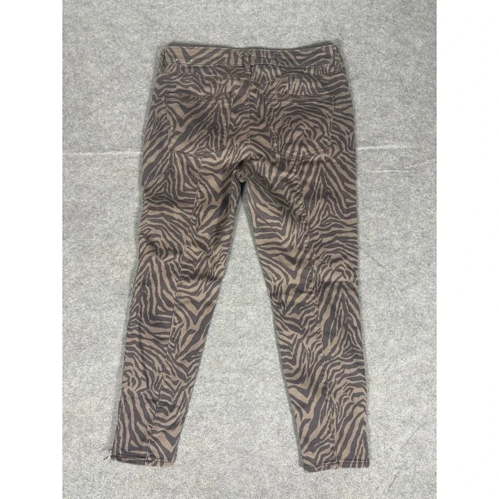 White House Black Market‎ Zebra Print The Skinny Crop Pants Brown Black Size 8